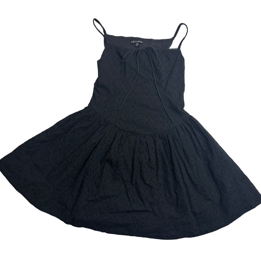 For Love & Lemons Mini Dress Women's Black Excellent Eyelet Cotton XXS